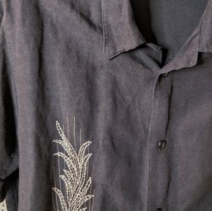 Cubavera black island shirt with cream embroidery